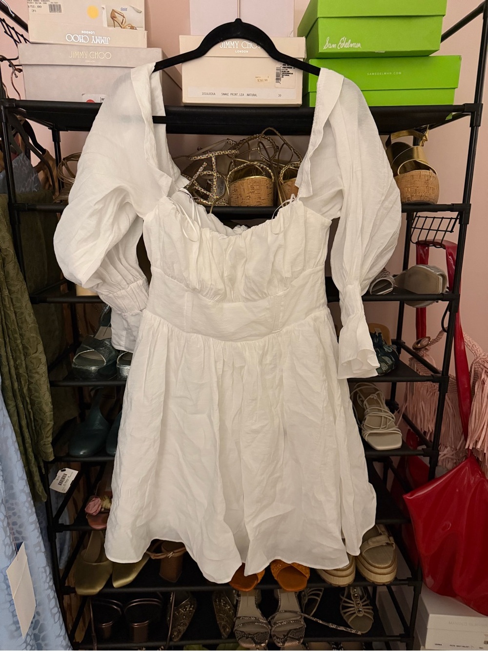 ASOS White Puff Sleeve Mini Dress